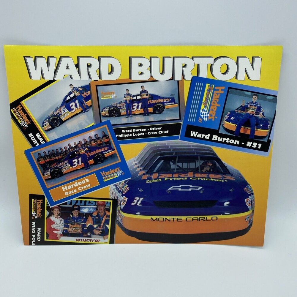 Ward Burton 8x10 Photo - 1995 Hardee’s Racing Nascar Winston Cup